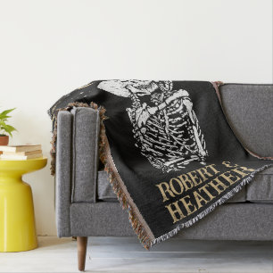 Til Death Skeleton Goth Wedding Decke Personalisie