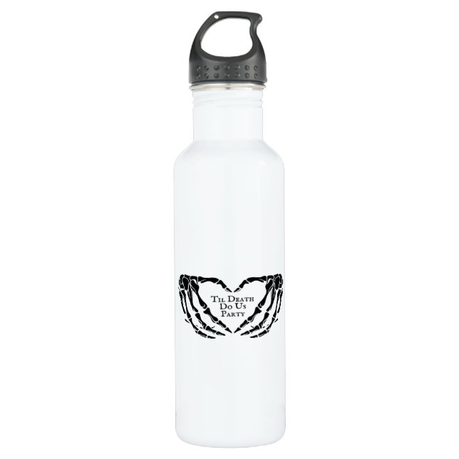 Til Death - Skeletton Herz Hände Edelstahlflasche (Vorderseite)