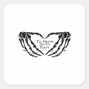 Til Death - Skeletton Herz Hände Quadratischer Aufkleber