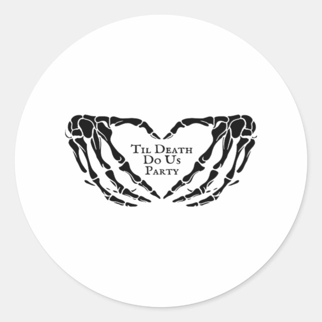 Til Death - Skeletton Herz Hände Runder Aufkleber (Vorderseite)