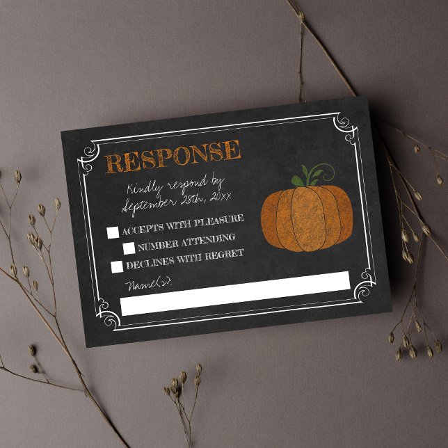 Til Defall Pumpkin Orange Black Response RSVP Karte (Von Creator hochgeladen)