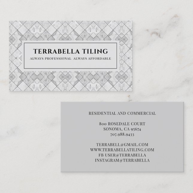 Tile Contractor Business Card Visitenkarte (Vorne/Hinten)