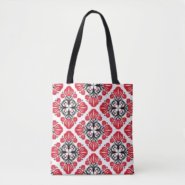 Tile floral pattern. Folk art bloom.  Tasche (Vorderseite)