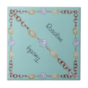 Tile - Kupferketten und Glasperlen Fliese