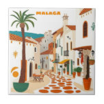 Tile Malaga Málaga Spanien Bar Dekoration Fliese<br><div class="desc">Diese Kachel aus Malaga Málaga Spanien ist ein wunderschönes Kunstwerk und beherbergt eine schöne mediterrane Altstadt mit weißen Häusern,  einer Kopfsteinpflasterstraße,  einer Palme und einer großen Sonne. Es ist ein Geschenk- oder Wohngestaltung-Artikel für Malaga Bewohner,  Besucher,  Touristen oder Fans.</div>