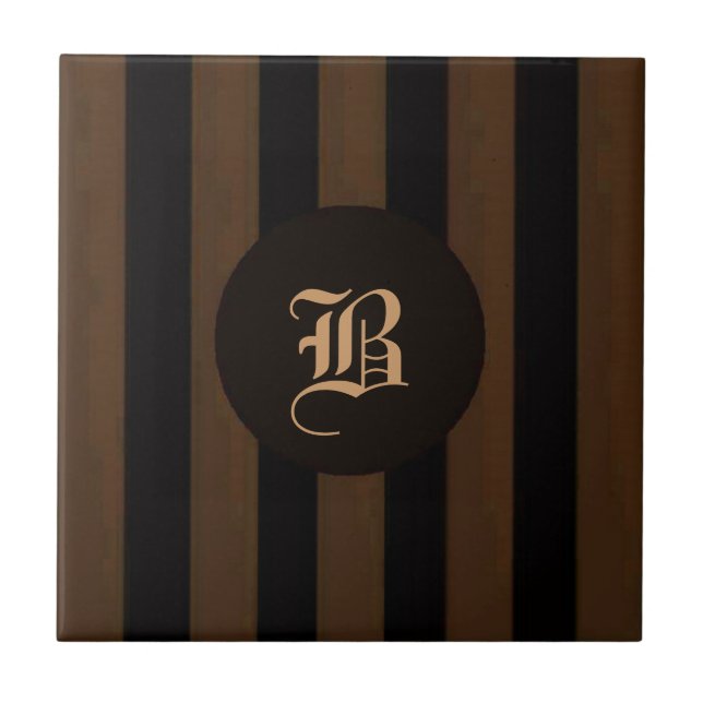 Tile-Monogramm B mit schwarzem Streifen Fliese (Vorderseite)