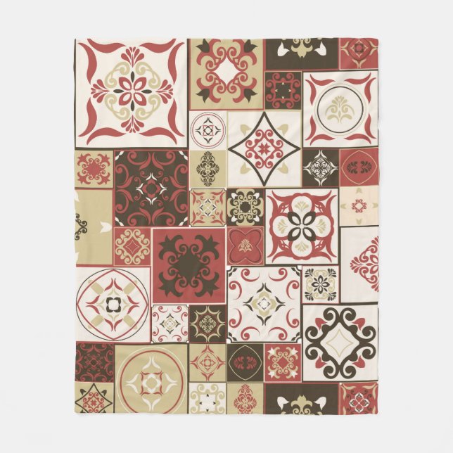 Tile PATTERN aus marsala-braunbeige marokkanischen Fleecedecke (Vorderseite)