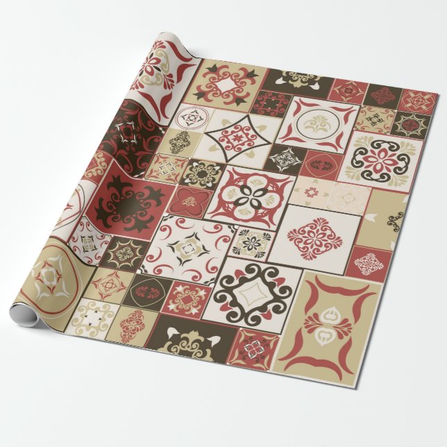 Tile PATTERN aus marsala-braunbeige marokkanischen Geschenkpapier (Ungerollt)