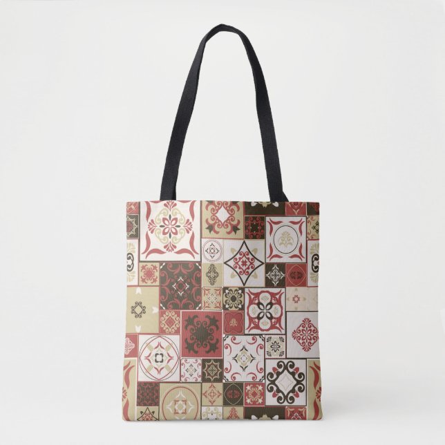 Tile PATTERN aus marsala-braunbeige marokkanischen Tasche (Vorderseite)