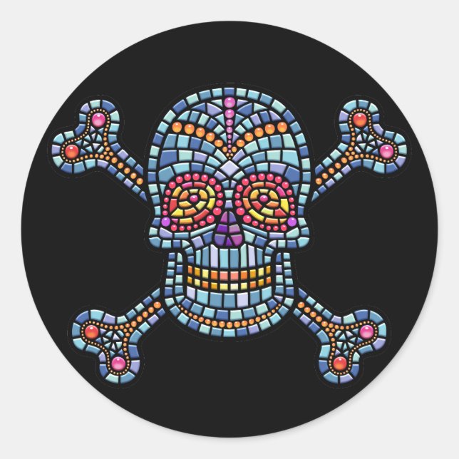 Tile Skull 1 Runder Aufkleber (Vorderseite)