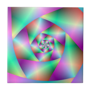 Tile Spirale in Türkis und Rosa Fliese