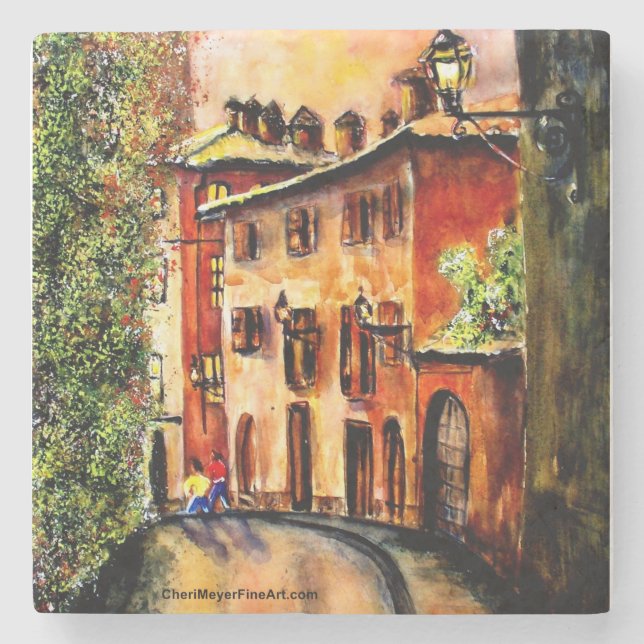 Tile-Untersetzer - Italienische Streetwalker Steinuntersetzer (Vorderseite)
