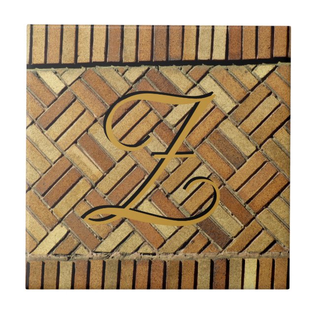 Tile - Ziegelwand mit Monogramm Fliese (Vorderseite)