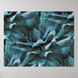 Tiled Blue Dahlia Floral Print Poster