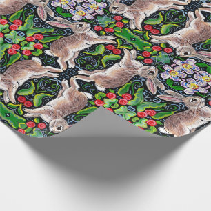 Tiled Christmas Bunny Rabbit Rose Holly Geschenkwr Geschenkpapier