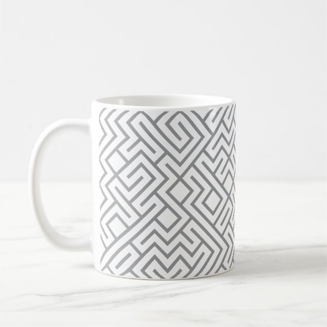 Tiled Lines Generative (Graue Linie) Einzigartig Kaffeetasse (Links)