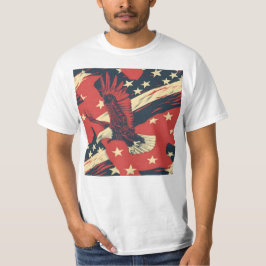 Tiled Red Bald Eagle Pattern T-Shirt