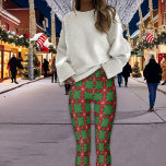 Tiles Effect von Weihnachtsblättern Leggings<br><div class="desc">Dieser weihnachtliche Plaid in Tiles-Effekt sieht so festlich aus,  so warm und hübsch! Ideal zum Tragen mit festem Top und zum Party bereit!</div>