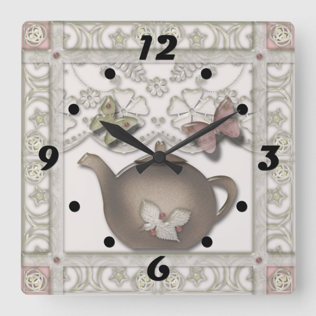 Tiles for the kitchen quadratische wanduhr (Vorderseite)