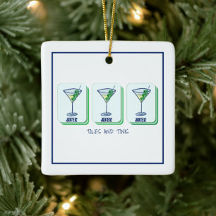 Tiles und Tinis Mahjong Martini Personalisiert Keramikornament