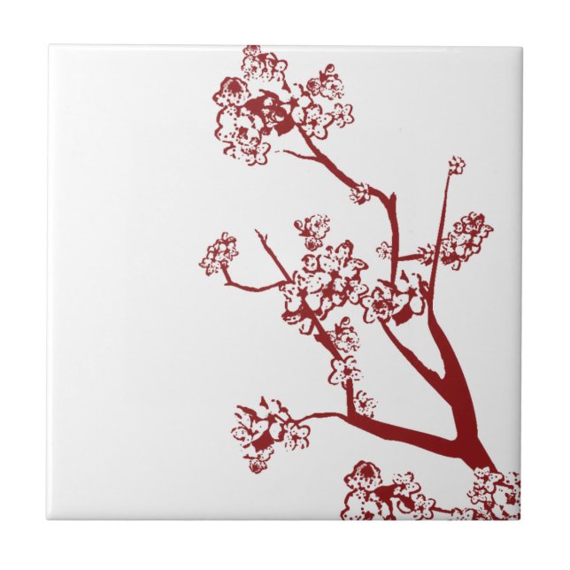 Tiles und Trivets von Red Cherry Blossom Fliese (Vorderseite)