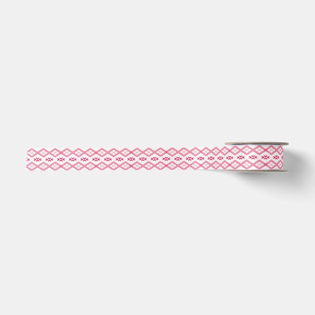 Tilet-Muster | Rosa geometrisches Design Satinband (Vorderseite)