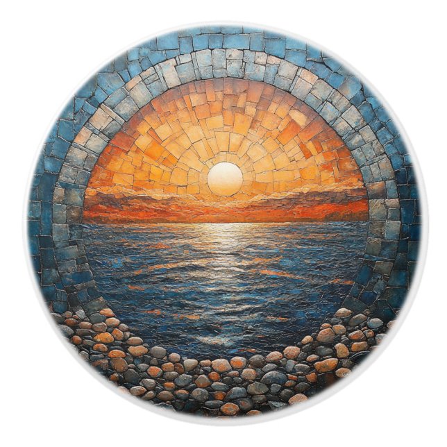 Tilework Sunset Ocean Beach House Keramikknauf (Vorderseite)