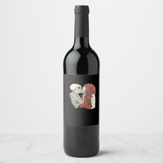 Till Death Do us Part Skeleton Art Classic Weinetikett (Vorderseite)