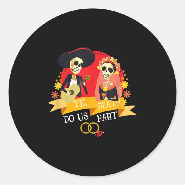 Till Death Do Us Part Sugar Skull Wedding Bride Gr Runder Aufkleber (Vorderseite)