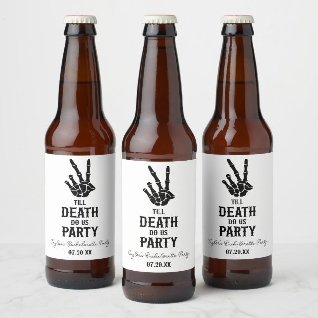 Till Death Do Us Party Skeleton Bachelorette Party Bierflaschenetikett (Flaschen)