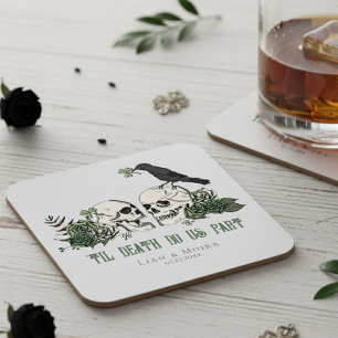 Till Death Gothic St. Patricks Day Floral Totenkop Rechteckiger Pappuntersetzer