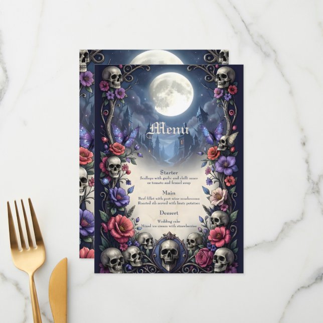 Till Death & Moonlight Bind Us.  Menükarte (Vorderseite/Rückseite Beispiel)