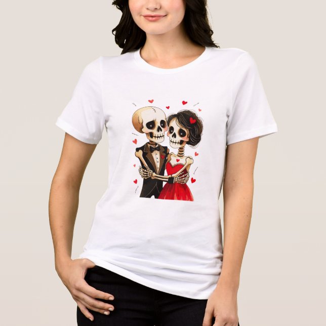 Till Undeath Do Us Part Skeleton Couple Design Tri-Blend Shirt (Vorderseite)