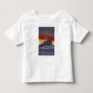 Tillamook Leuchtturm-Vintages Reise-Plakat Kleinkind T-shirt