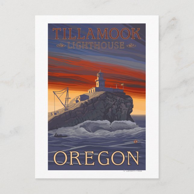 Tillamook Lighthouse Vintage Travel Poster Postkarte (Vorderseite)