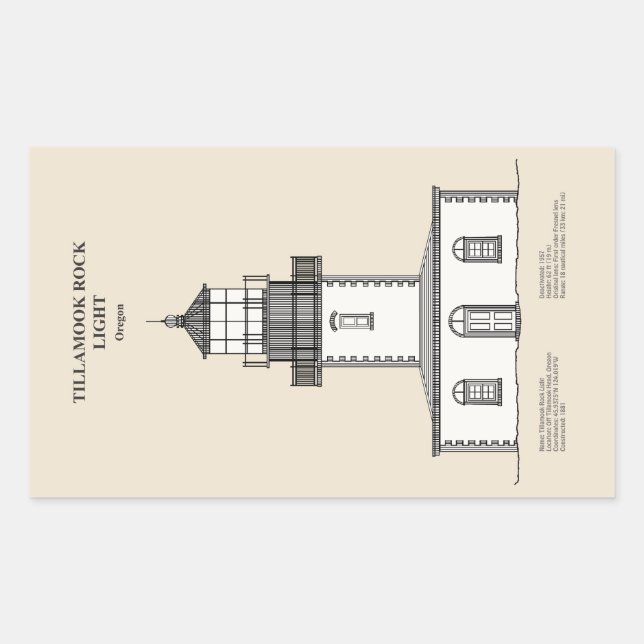Tillamook Rock Lighthouse - Oregon - SBD Rechteckiger Aufkleber (Vorderseite)