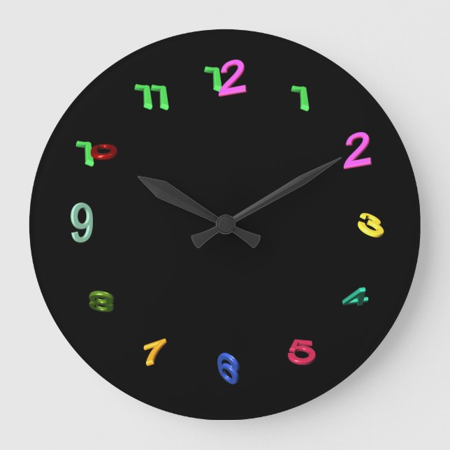 Tilted Colorful Nummern Große Wanduhr (Vorderseite)