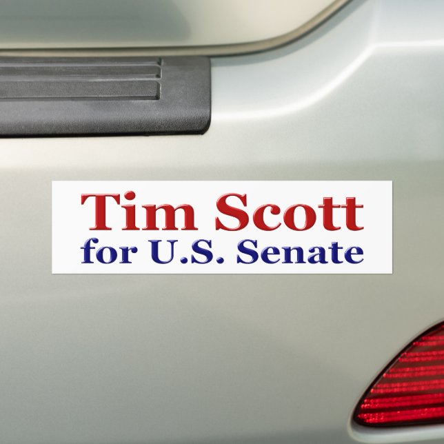 Tim Scott for Senate with red blue text Autoaufkleber (Auf Auto)