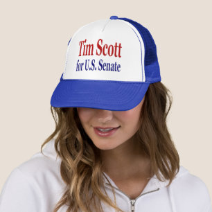 Tim Scott für Senat mit rot-blauem Text Trucker H Truckerkappe