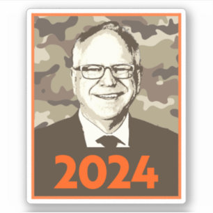 Tim Walz 2024 Hoffnung in Camouflage Aufkleber