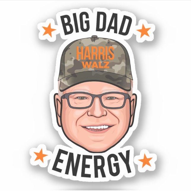 Tim Walz Big Vater Energy Aufkleber (Vorderseite)