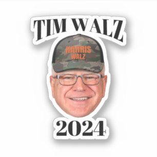 Tim Walz Camouflage Hat Aufkleber