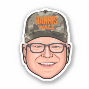 Tim Walz Camouflage Hat Aufkleber