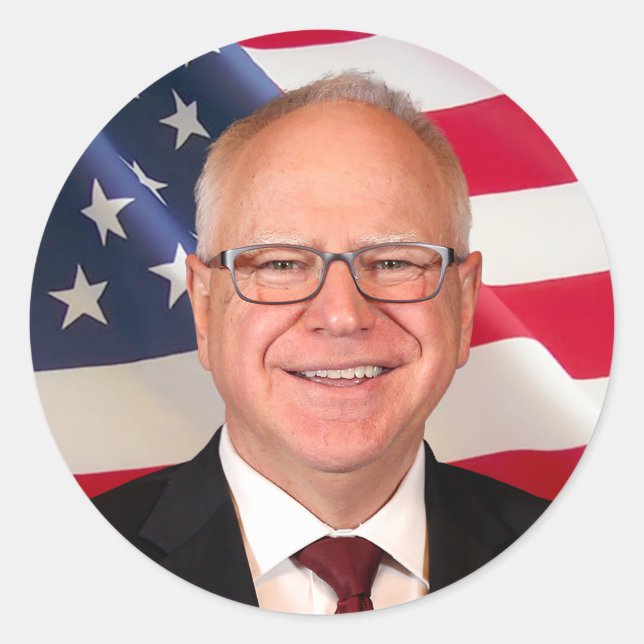 Tim Walz für Amerika Runder Aufkleber (Vorderseite)