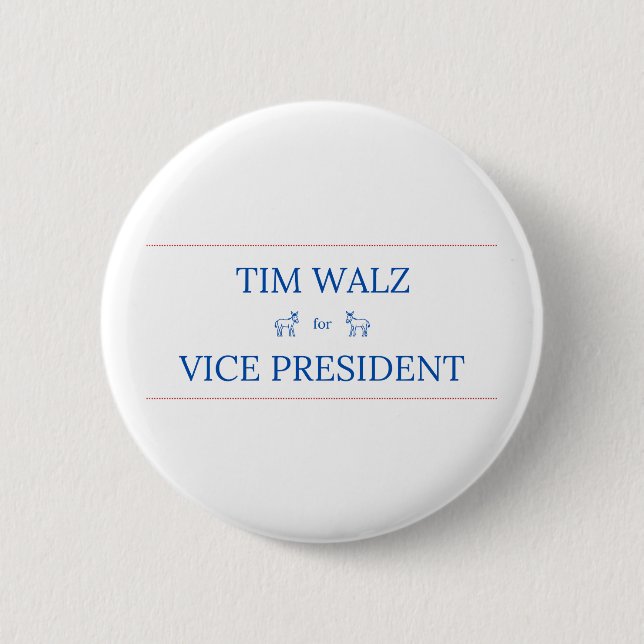 Tim Walz für Vizepräsident Button (Vorderseite)