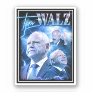 Tim Walz Retro 90er Stil Aufkleber
