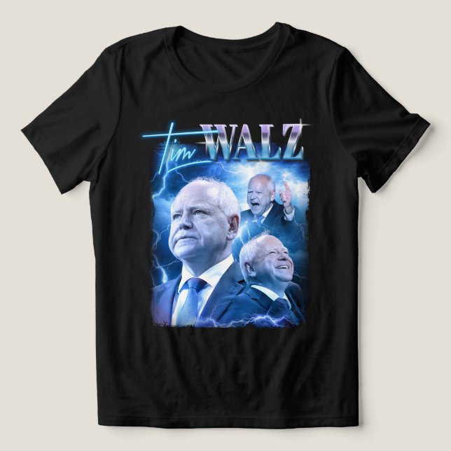 Tim Walz Retro 90er Stil Tri-Blend Shirt (Design Vorderseite)