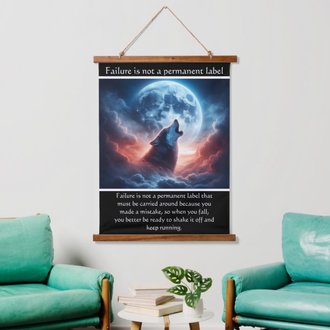 Timber Wolf Howls Moonlit Serenade Wandteppich Mit Holzrahmen (Wohnzimmer)