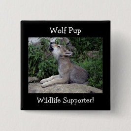 Timber Wolf Pup Gray Wolf Wild Animal Button