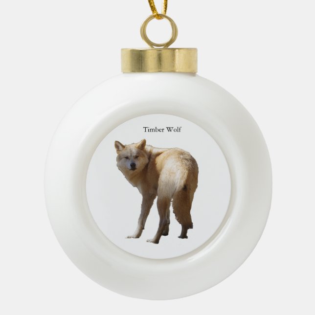 Timber Wolf-Schmuck Keramik Kugel-Ornament (Vorderseite)